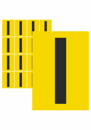 Značky písmen a čísel - Samolepiace tlačené písmeno: I (Žltý podklad)