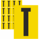 Značky písmen a čísel - Samolepiace tlačené písmeno: T (Žltý podklad)