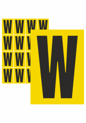 Značky písmen a čísel - Samolepiace tlačené písmeno: W (Žltý podklad)