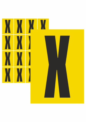 Značky písmen a čísel - Samolepiace tlačené písmeno: X (Žltý podklad)
