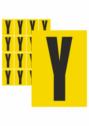 Značky písmen a čísel - Samolepiace tlačené písmeno: Y (Žltý podklad)