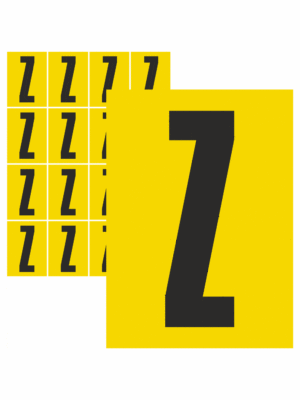 Značky písmen a čísel - Samolepiace tlačené písmeno: Z (Žltý podklad)