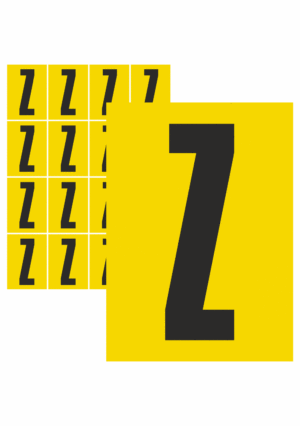 Značky písmen a čísel - Samolepiace tlačené písmeno: Z (Žltý podklad)