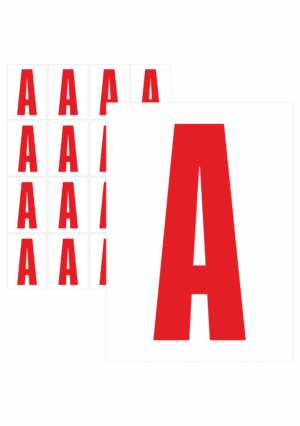 Značky písmen a čísel - Samolepiace tlačené písmeno na bielom podklade: A (Červené)
