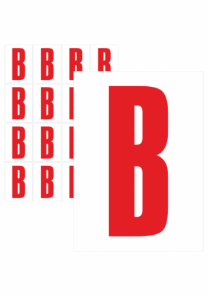 Značky písmen a čísel - Samolepiace tlačené písmeno na bielom podklade: B (Červené)