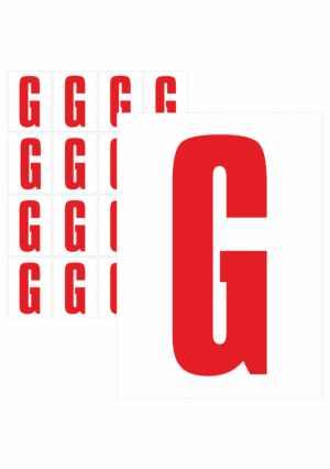 Značky písmen a čísel - Samolepiace tlačené písmeno na bielom podklade: G (Červené)