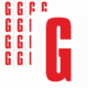 Značky písmen a čísel - Samolepiace tlačené písmeno na bielom podklade: G (Červené)