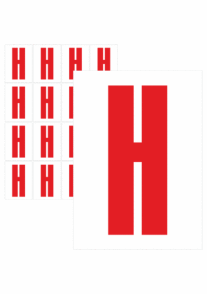Značky písmen a čísel - Samolepiace tlačené písmeno na bielom podklade: H (Červené)