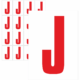 Značky písmen a čísel - Samolepiace tlačené písmeno na bielom podklade: J (Červené)
