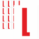 Značky písmen a čísel - Samolepiace tlačené písmeno na bielom podklade: L (Červené)