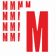 Značky písmen a čísel - Samolepiace tlačené písmeno na bielom podklade: M (Červené)