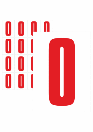 Značky písmen a čísel - Samolepiace tlačené písmeno na bielom podklade: O (Červené)