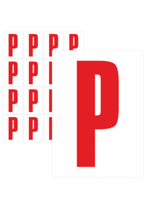 Značky písmen a čísel - Samolepiace tlačené písmeno na bielom podklade: P (Červené)