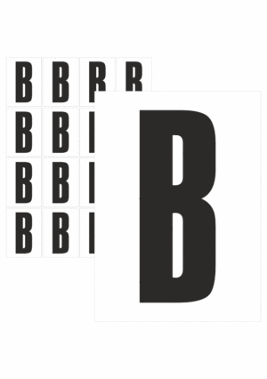 Značky písmen a čísel - Samolepiace tlačené písmeno na bielom podklade: B (Čierne)