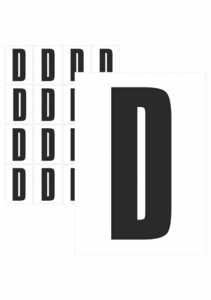 Značky písmen a čísel - Samolepiace tlačené písmeno na bielom podklade: D (Čierne)