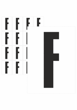 Značky písmen a čísel - Samolepiace tlačené písmeno na bielom podklade: F (Čierne)