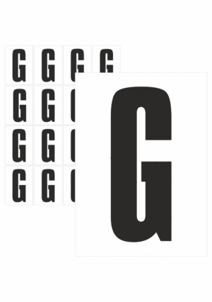 Značky písmen a čísel - Samolepiace tlačené písmeno na bielom podklade: G (Čierne)