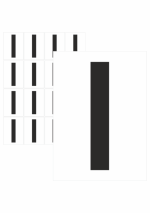 Značky písmen a čísel - Samolepiace tlačené písmeno na bielom podklade: I (Čierne)