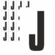 Značky písmen a čísel - Samolepiace tlačené písmeno na bielom podklade: J (Čierne)