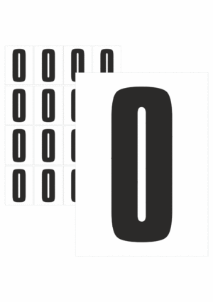 Značky písmen a čísel - Samolepiace tlačené písmeno na bielom podklade: O (Čierne)