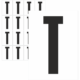 Značky písmen a čísel - Samolepiace tlačené písmeno na bielom podklade: T (Čierne)