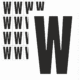 Značky písmen a čísel - Samolepiace tlačené písmeno na bielom podklade: W ( Čierne)