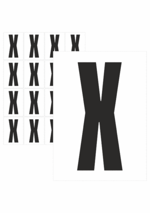 Značky písmen a čísel - Samolepiace tlačené písmeno na bielom podklade: X ( Čierne)