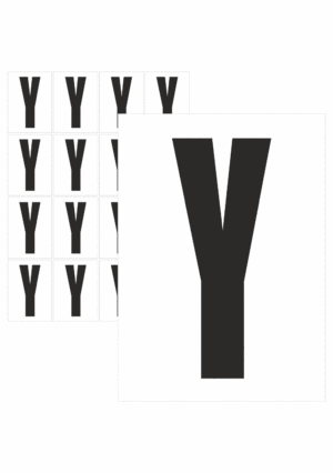 Značky písmen a čísel - Samolepiace tlačené písmeno na bielom podklade: Y ( Čierne)