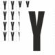 Značky písmen a čísel - Samolepiace tlačené písmeno na bielom podklade: Y ( Čierne)