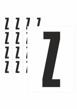 Značky písmen a čísel - Samolepiace tlačené písmeno na bielom podklade: Z ( Čierne)