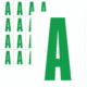 Značky písmen a čísel - Samolepiace tlačené písmeno na bielom podklade: A (Zelené)
