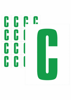 Značky písmen a čísel - Samolepiace tlačené písmeno na bielom podklade: C (Zelené)