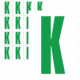 Značky písmen a čísel - Samolepiace tlačené písmeno na bielom podklade: K (Zelené)