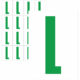 Značky písmen a čísel - Samolepiace tlačené písmeno na bielom podklade: L (Zelené)