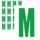 Značky písmen a čísel - Samolepiace tlačené písmeno na bielom podklade: M (Zelené)