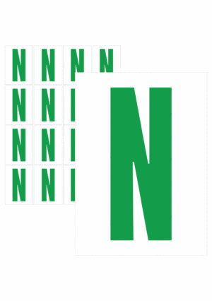 Značky písmen a čísel - Samolepiace tlačené písmeno na bielom podklade: N (Zelené)