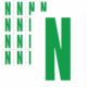 Značky písmen a čísel - Samolepiace tlačené písmeno na bielom podklade: N (Zelené)