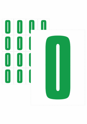 Značky písmen a čísel - Samolepiace tlačené písmeno na bielom podklade: O (Zelené)