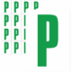 Značky písmen a čísel - Samolepiace tlačené písmeno na bielom podklade: P (Zelené)