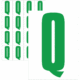 Značky písmen a čísel - Samolepiace tlačené písmeno na bielom podklade: Q (Zelené)