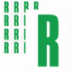 Značky písmen a čísel - Samolepiace tlačené písmeno na bielom podklade: R (Zelené)