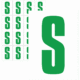 Značky písmen a čísel - Samolepiace tlačené písmeno na bielom podklade: S (Zelené)