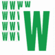Značky písmen a čísel - Samolepiace tlačené písmeno na bielom podklade: W (Zelené)