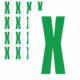 Značky písmen a čísel - Samolepiace tlačené písmeno na bielom podklade: X (Zelené)