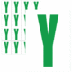 Značky písmen a čísel - Samolepiace tlačené písmeno na bielom podklade: Y (Zelené)
