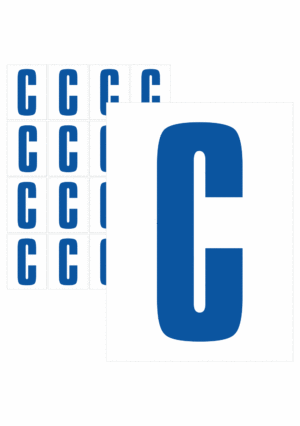 Značky písmen a čísel - Samolepiace tlačené písmeno na bielom podklade: C (Modré)