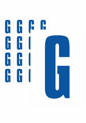 Značky písmen a čísel - Samolepiace tlačené písmeno na bielom podklade: G (Modré)