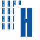 Značky písmen a čísel - Samolepiace tlačené písmeno na bielom podklade: H (Modré)