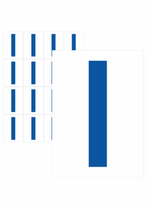 Značky písmen a čísel - Samolepiace tlačené písmeno na bielom podklade: I (Modré)
