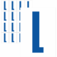 Značky písmen a čísel - Samolepiace tlačené písmeno na bielom podklade: L (Modré)